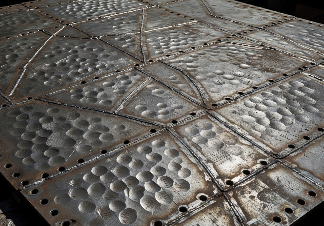 Industrial sheet iron texture for submarine hull fabrication