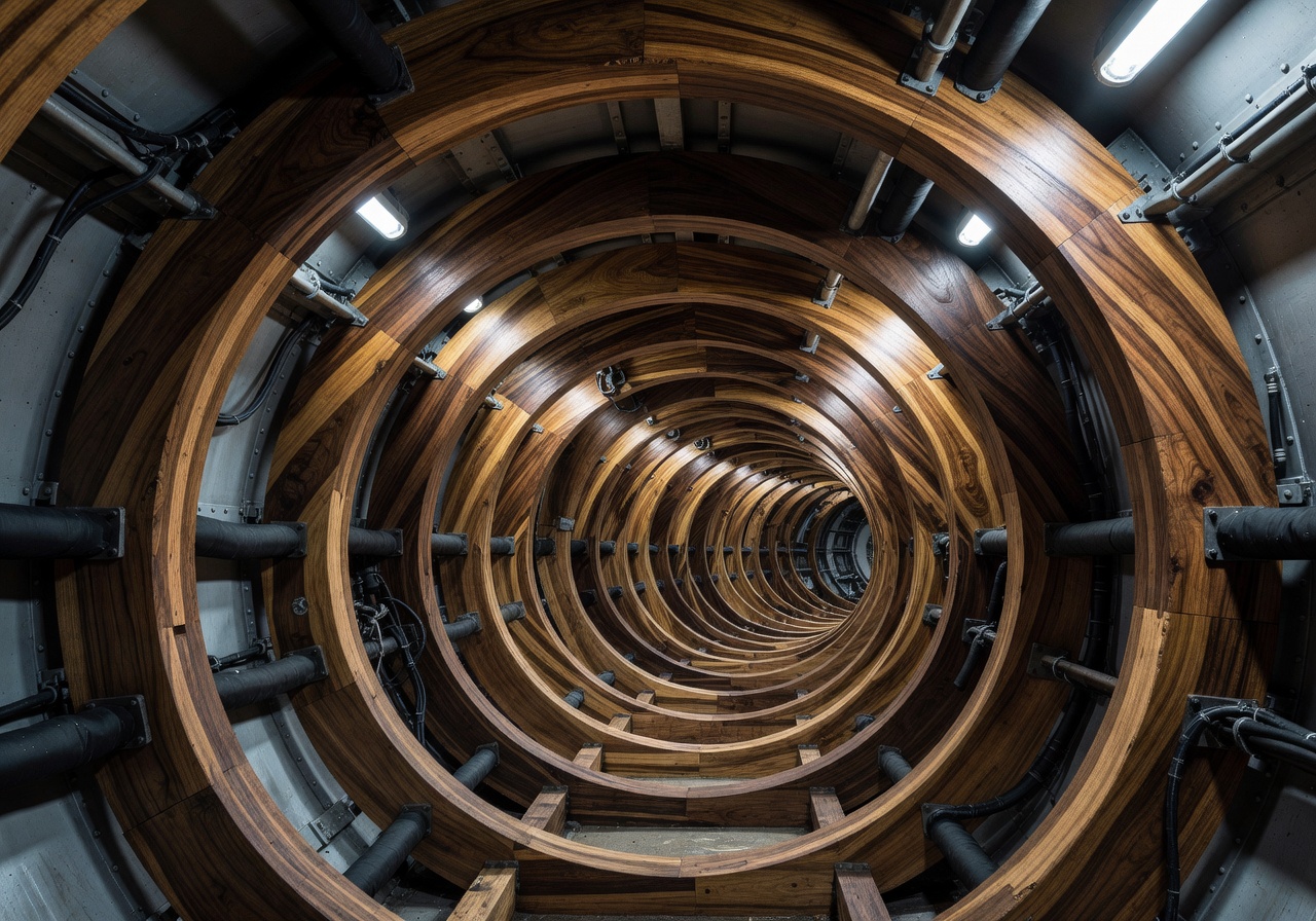 Laminated hardwood structural ribs for submarine interior