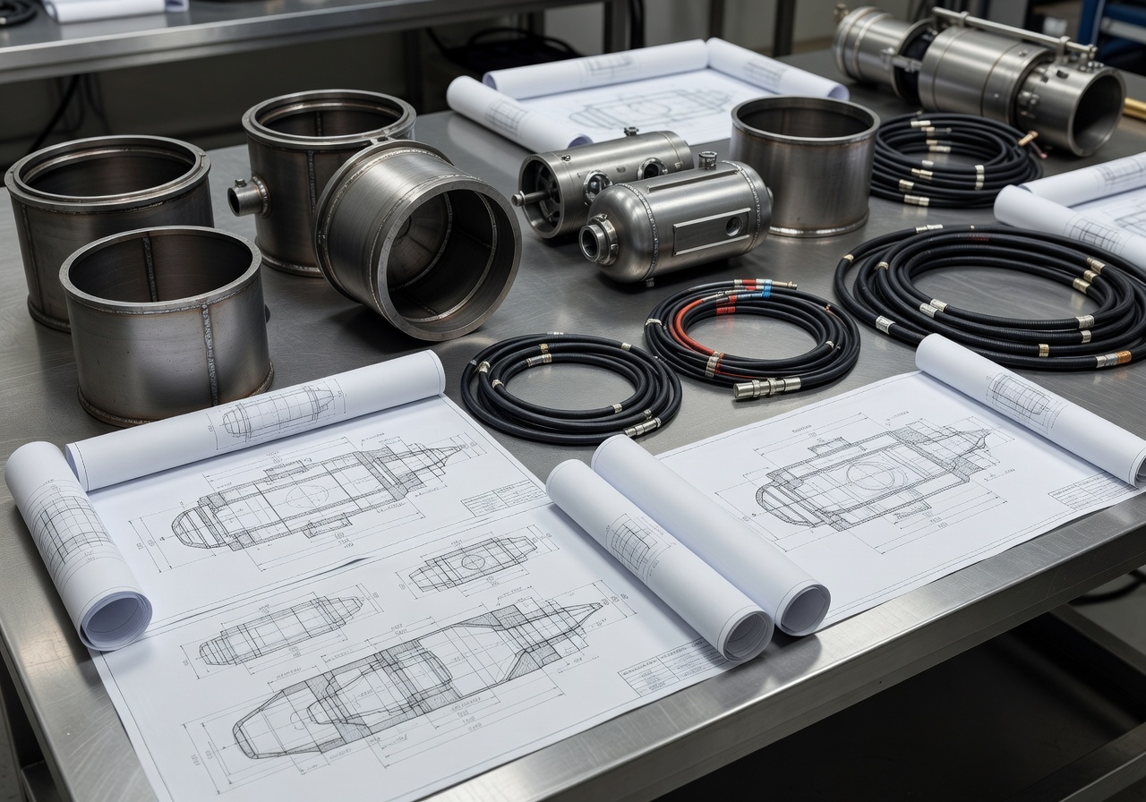 Modular submarine engineering blueprints and components