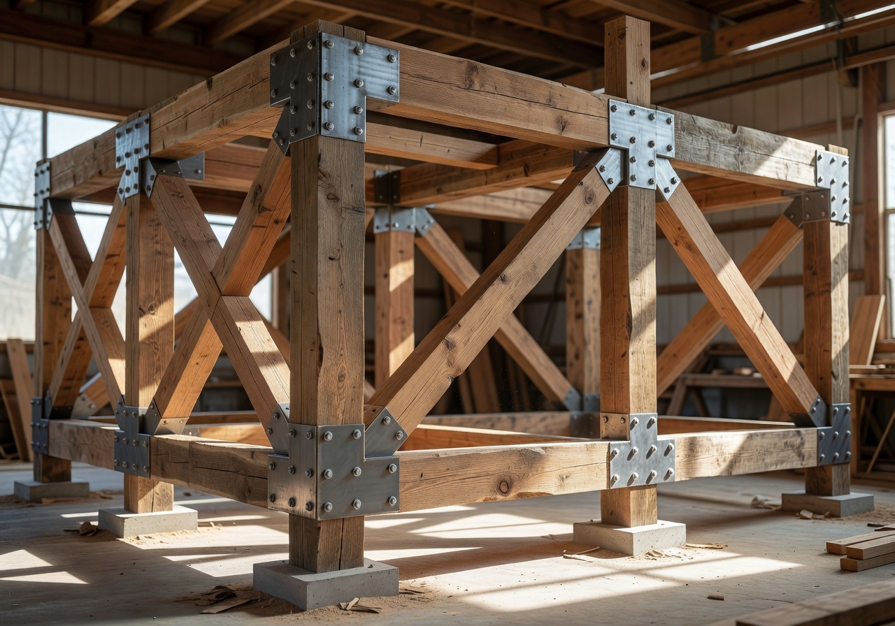 Reinforced wooden structural frame engineering